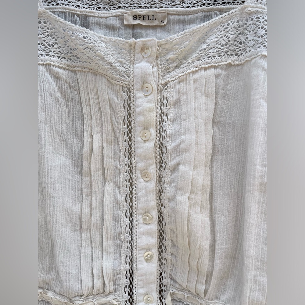 Spell Cream Crochet-Trimmed Peasant Camisole - Picture 12 of 16